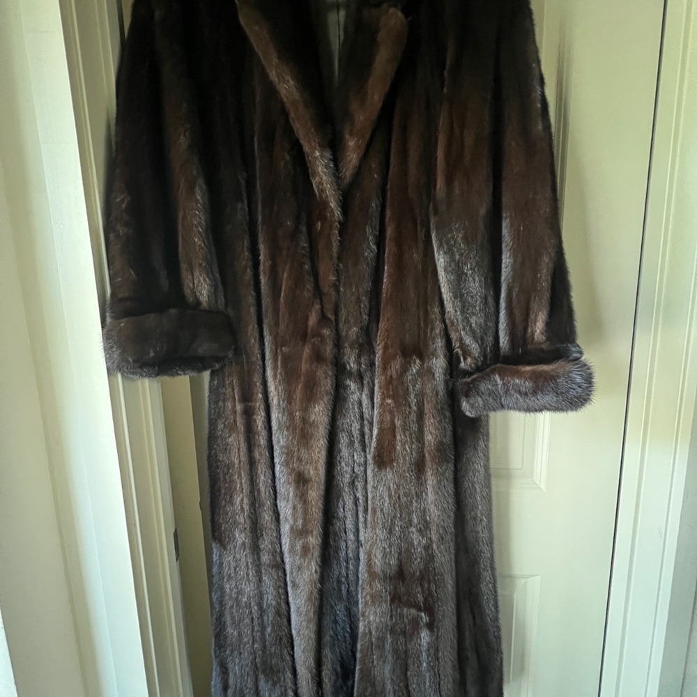 Elegant Brown Fur Full Length Coat